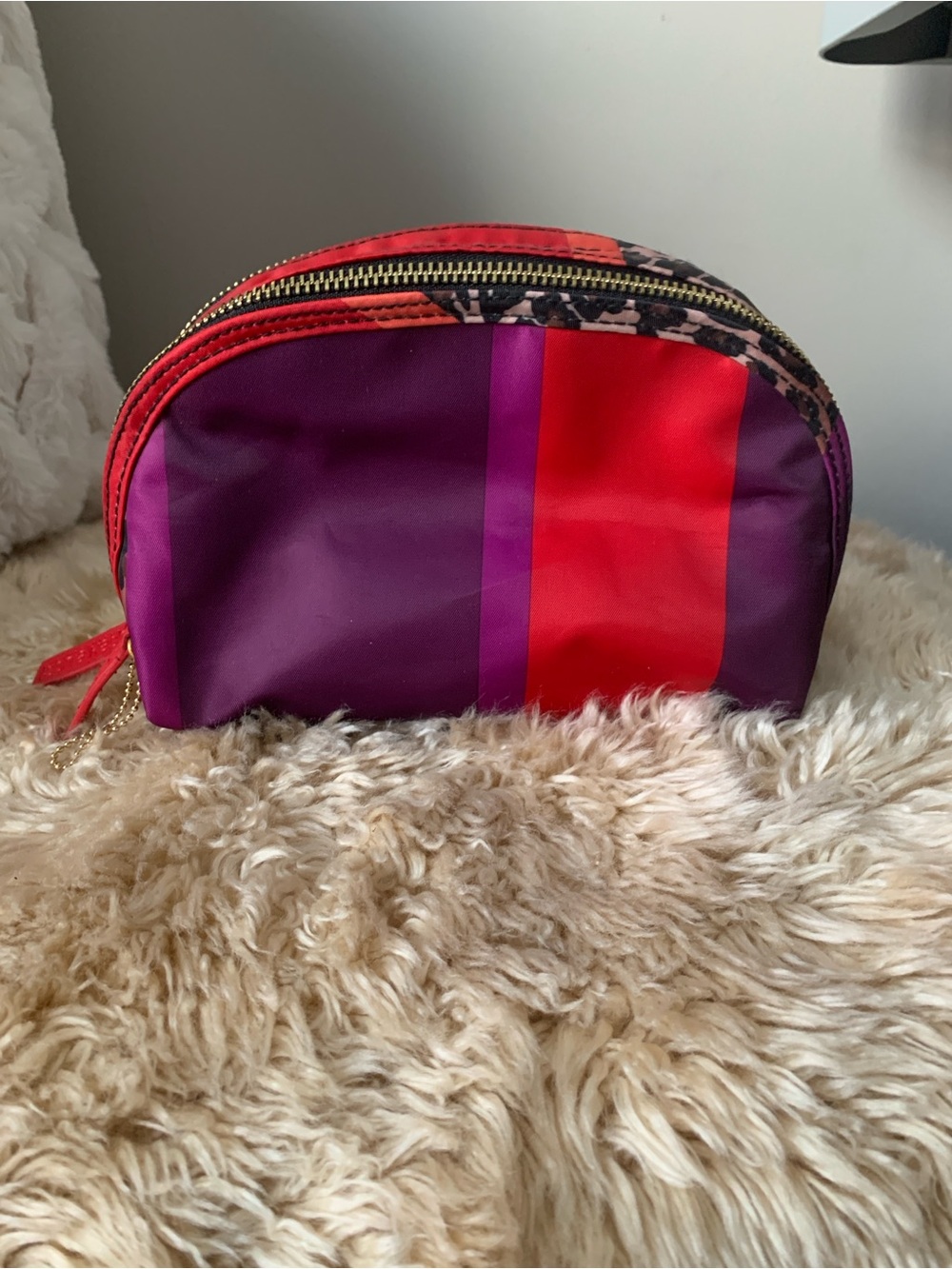 Sonia Kashuk Purple & Red Striped Women's Cosmetic Pouch